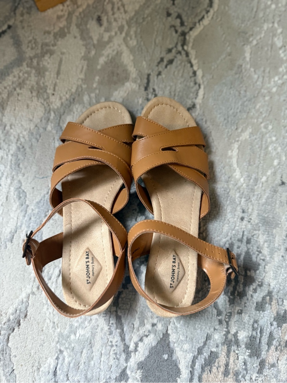 St. John's Bay Cognac Cross-Strap Ankle Sandals